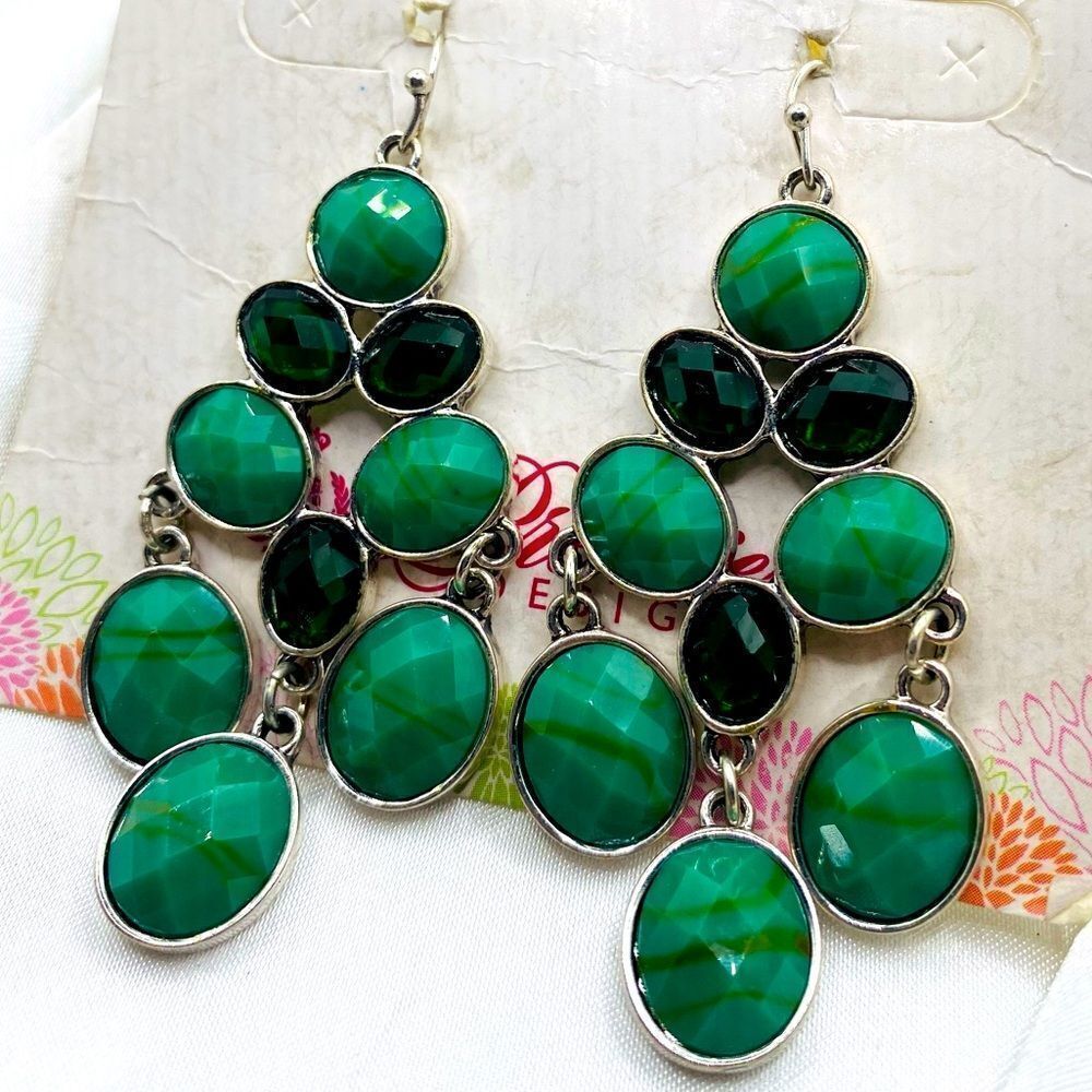 Premier design green candy dangle chandelier earrings